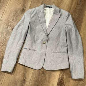 THEORY Grey Lined Suit Jacket Button Classic Neutral Size 8